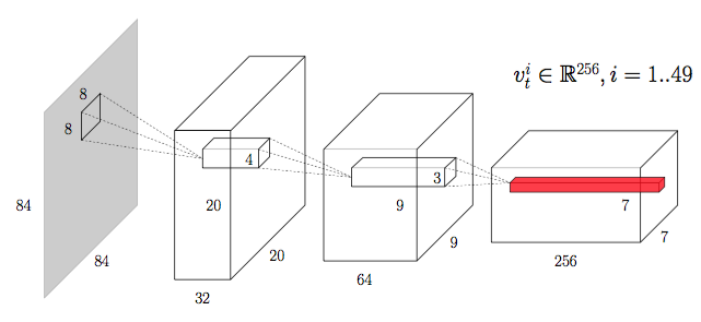 The convolutional network architecture in DARQN